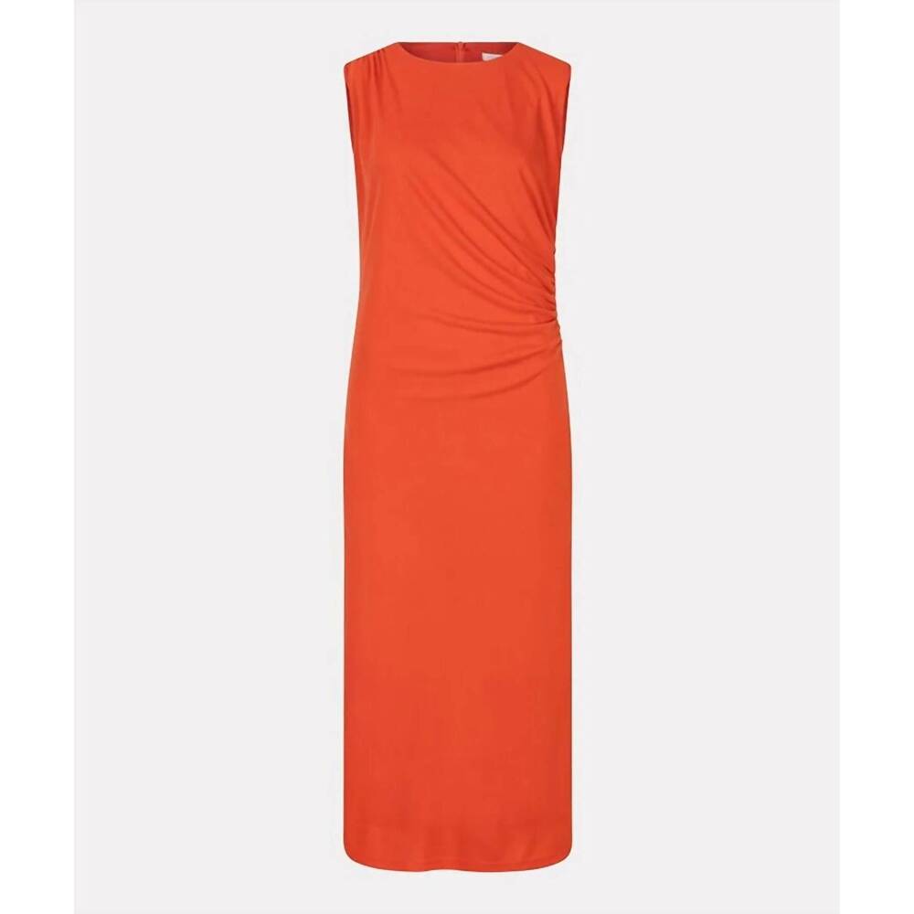 NEW ESQUALO side gather scoop neck dress in red orange - Picture 4 of 4